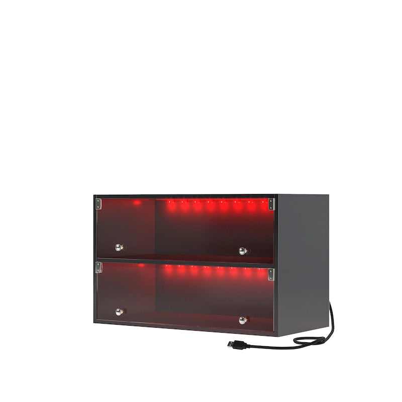 Glass-Door Shoe Storage Cabinet with RGB Lighting