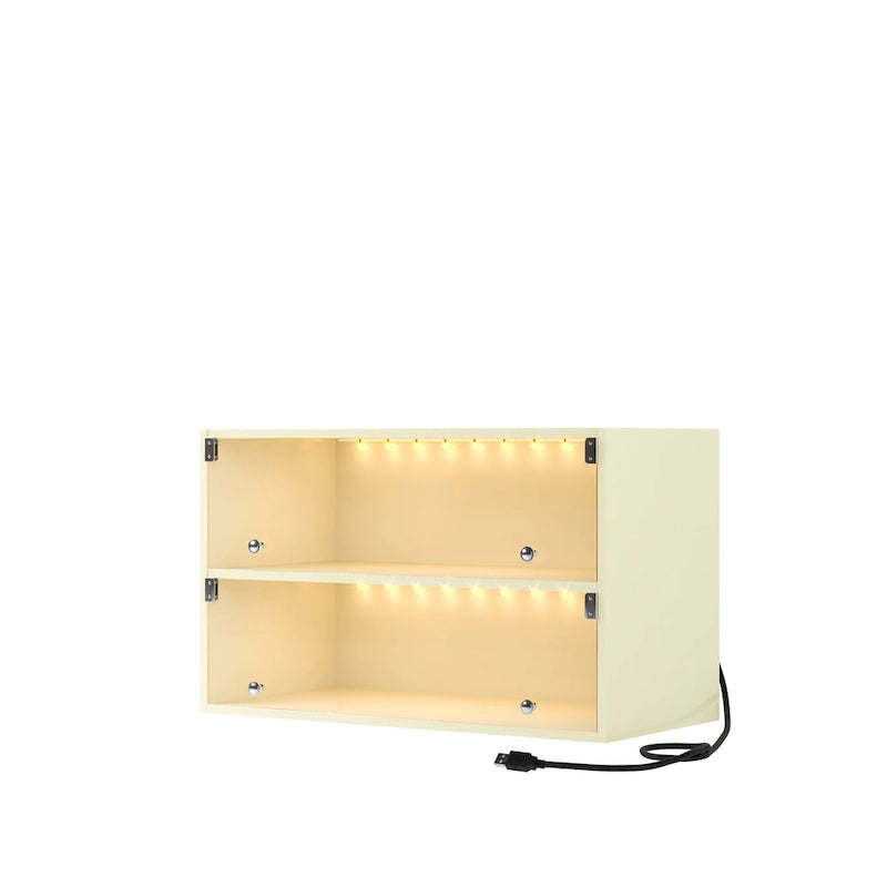 Glass-Door Shoe Storage Cabinet with RGB Lighting