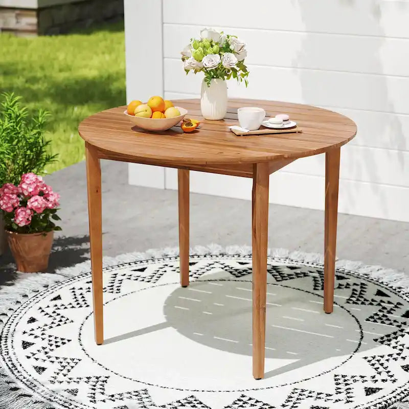 Round Outdoor Acacia Wood Dining Table