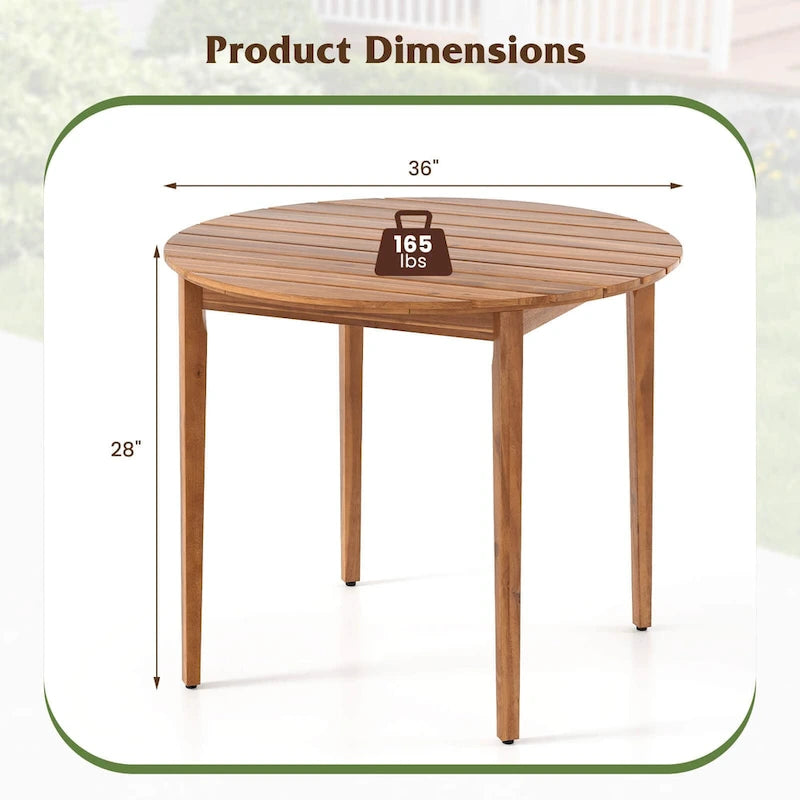 Round Outdoor Acacia Wood Dining Table