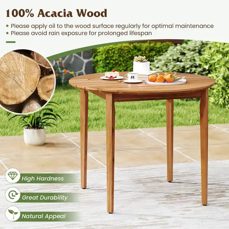 Round Outdoor Acacia Wood Dining Table