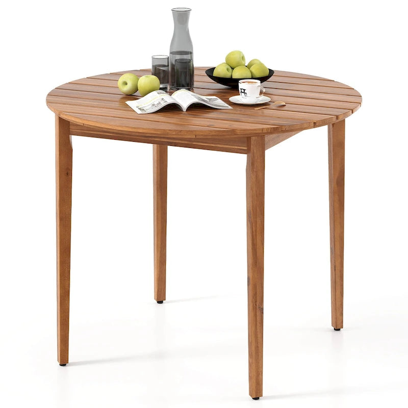 Round Outdoor Acacia Wood Dining Table