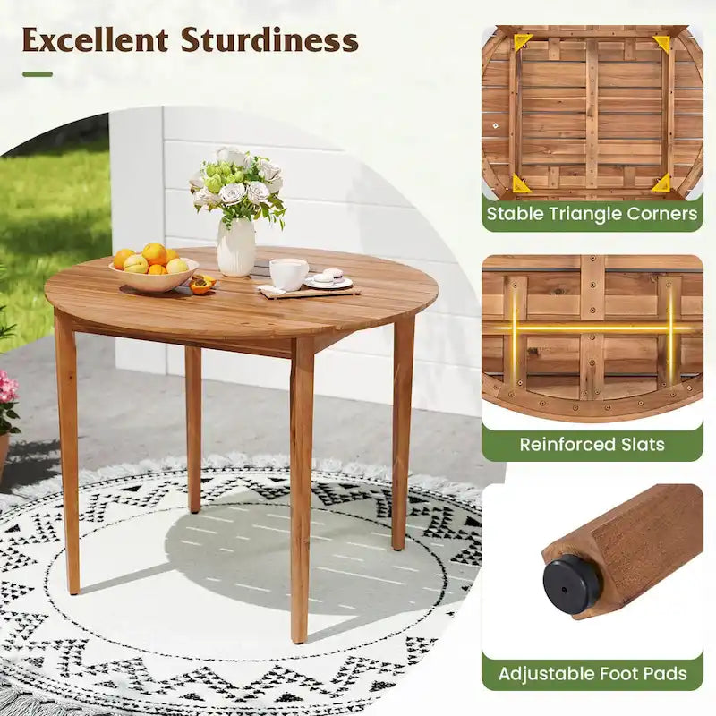 Round Outdoor Acacia Wood Dining Table