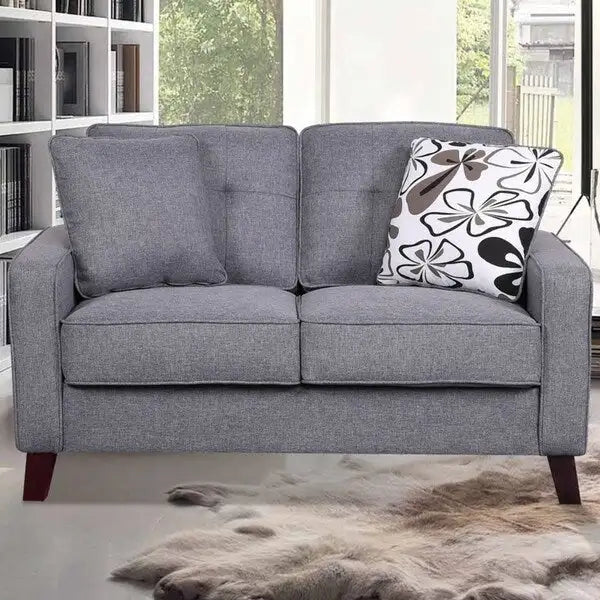 Linen Upholstered Tufted Loveseat
