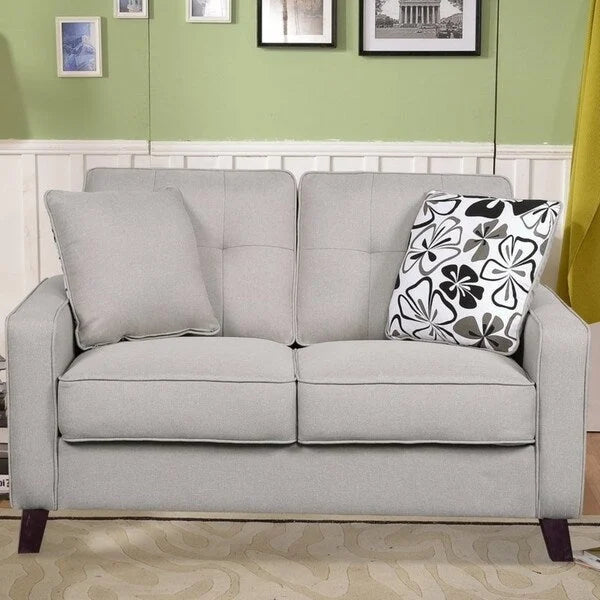 Linen Upholstered Tufted Loveseat