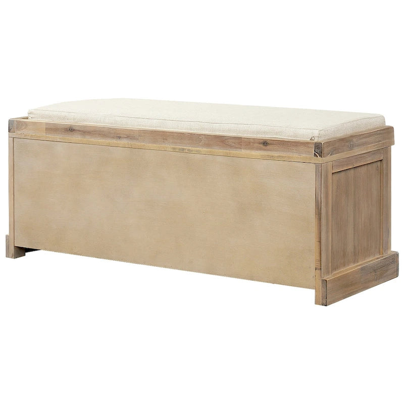 Entryway Storage Bench with Cushion and Baskets