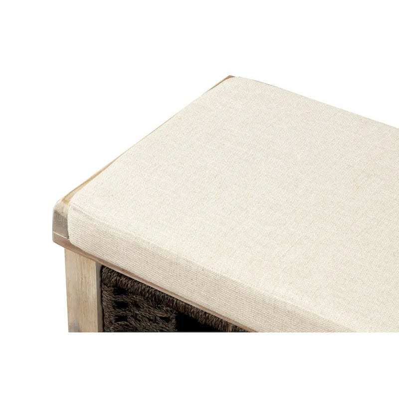 Entryway Storage Bench with Cushion and Baskets