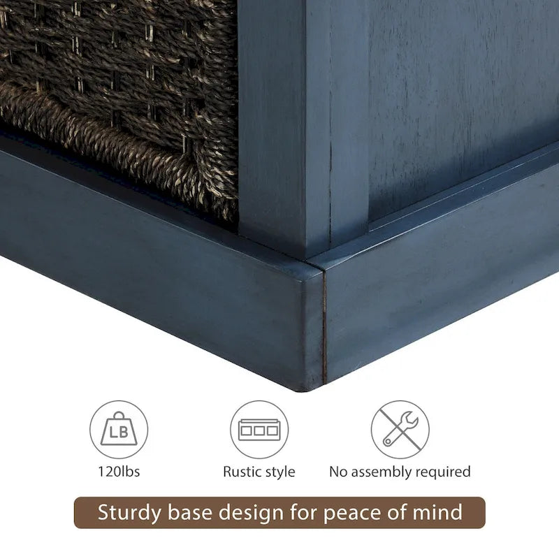 Entryway Storage Bench with Cushion and Baskets