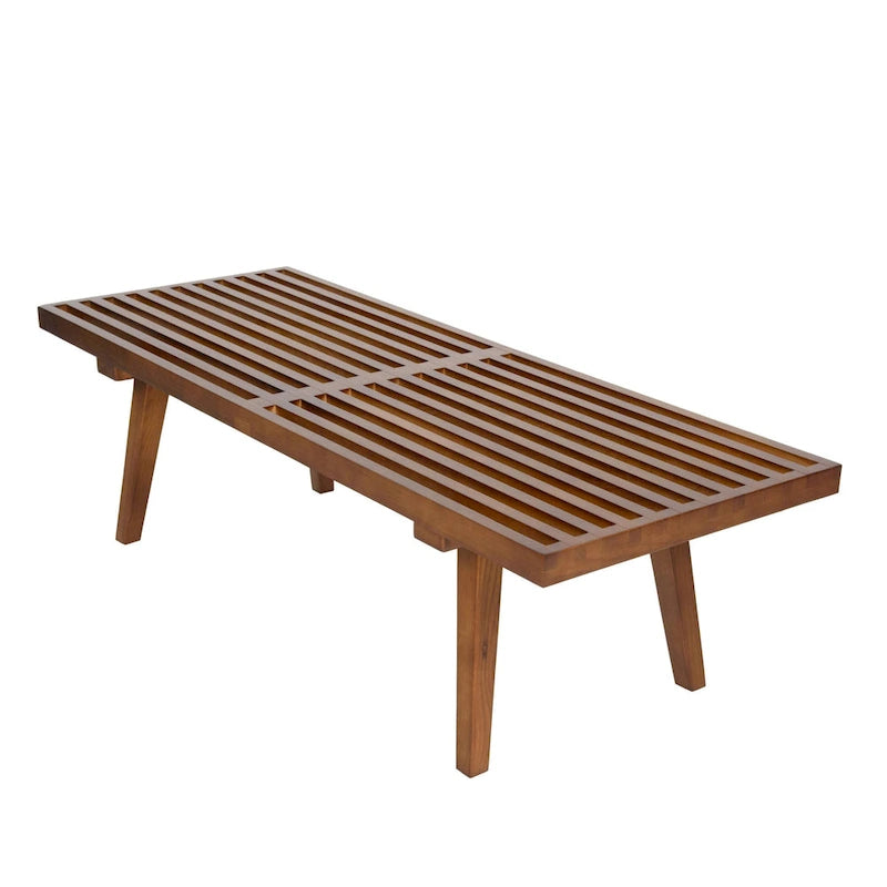 48-Inch Slatted Wood Entryway Bench