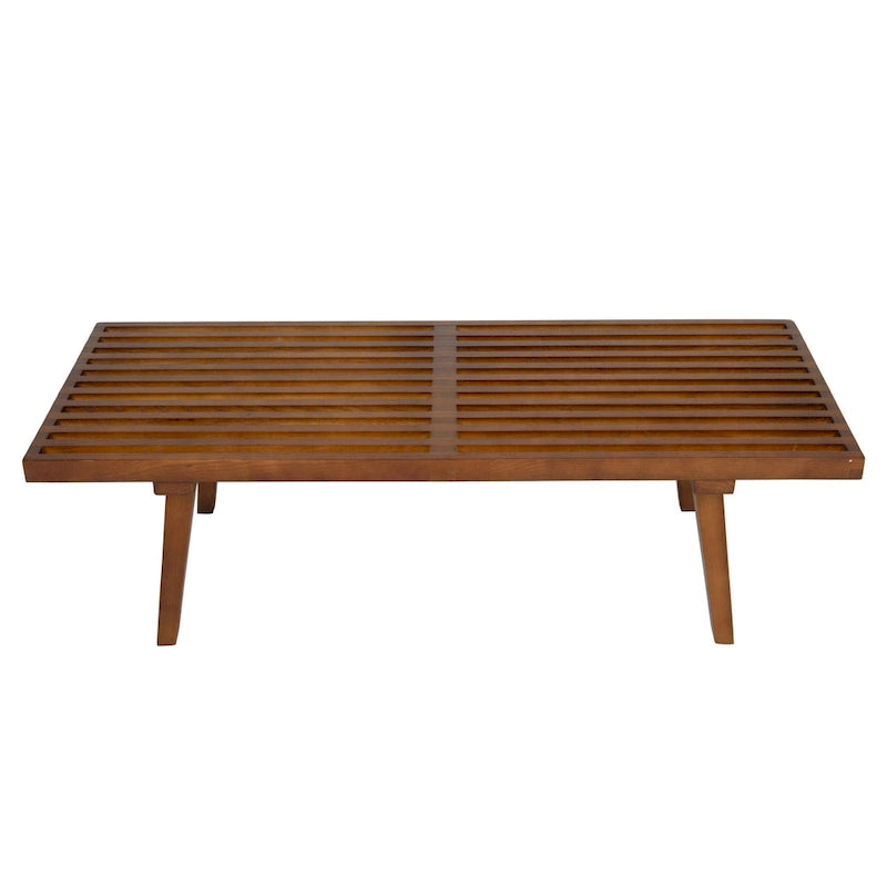 48-Inch Slatted Wood Entryway Bench
