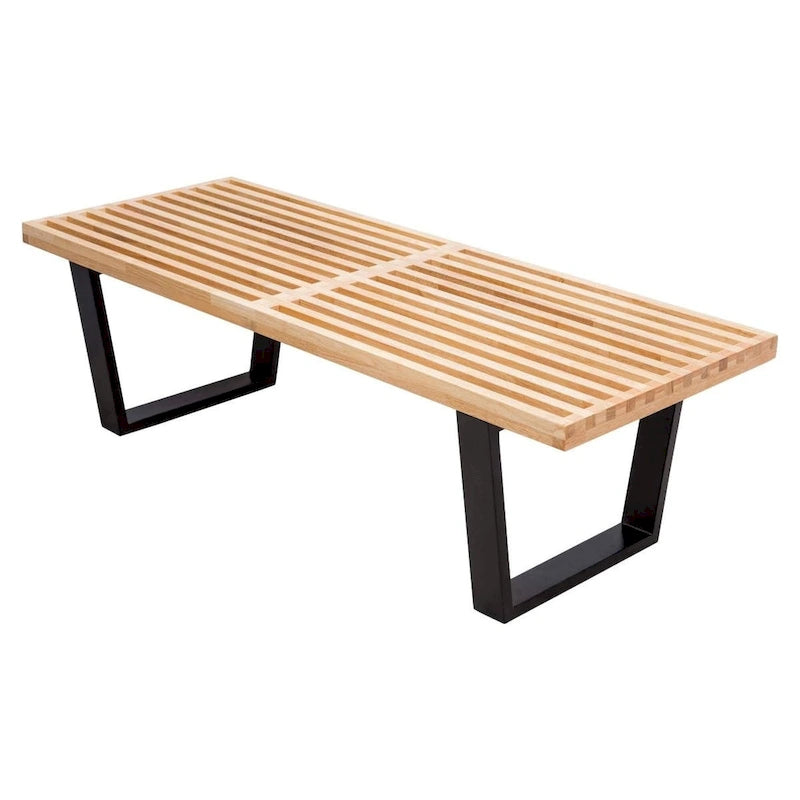 48-Inch Slatted Wood Entryway Bench