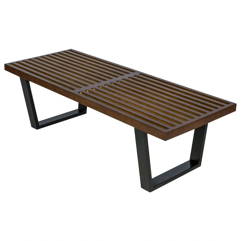 48-Inch Slatted Wood Entryway Bench