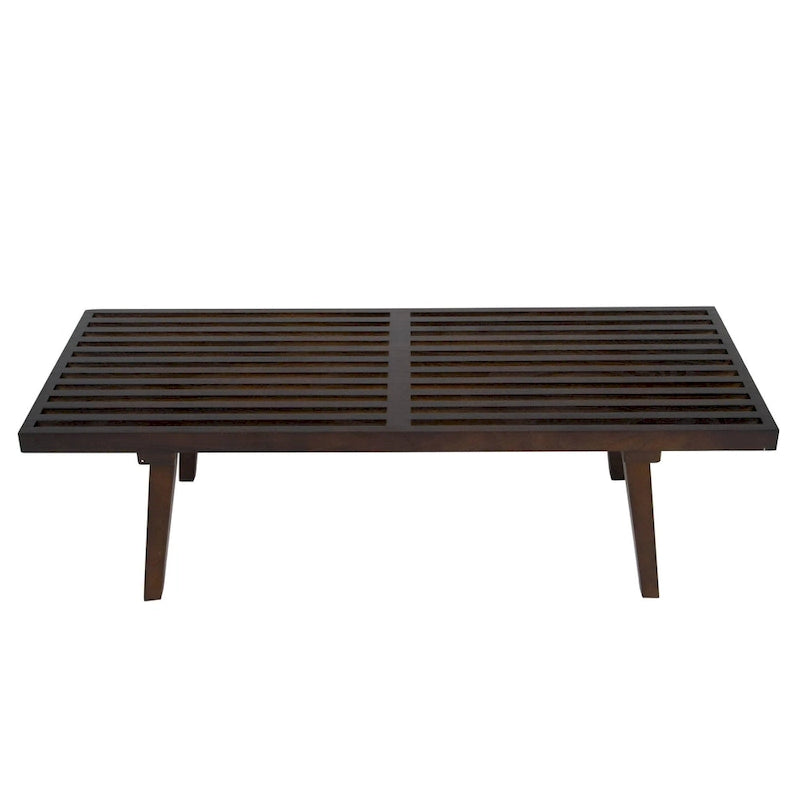 48-Inch Slatted Wood Entryway Bench