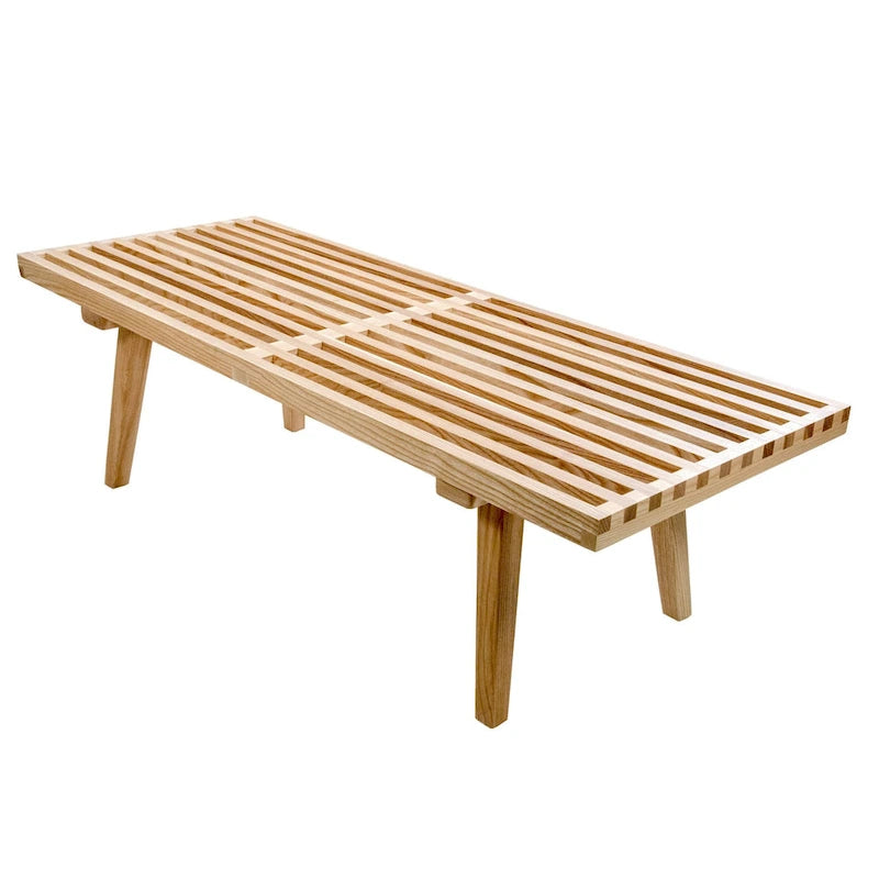 48-Inch Slatted Wood Entryway Bench