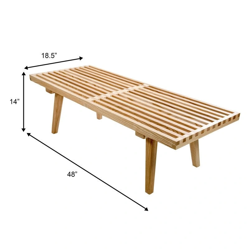 48-Inch Slatted Wood Entryway Bench