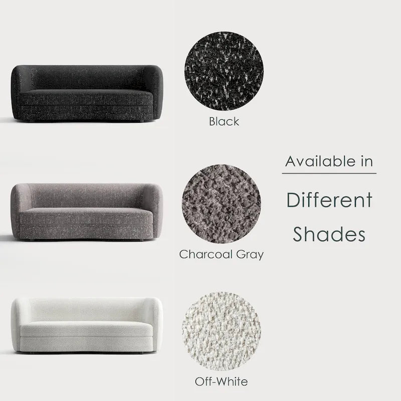 Modern Curved-Arm Boucle Sofa