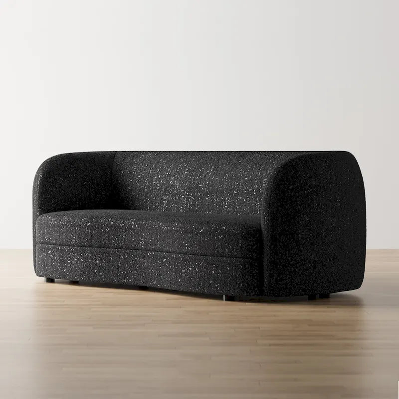 Modern Curved-Arm Boucle Sofa