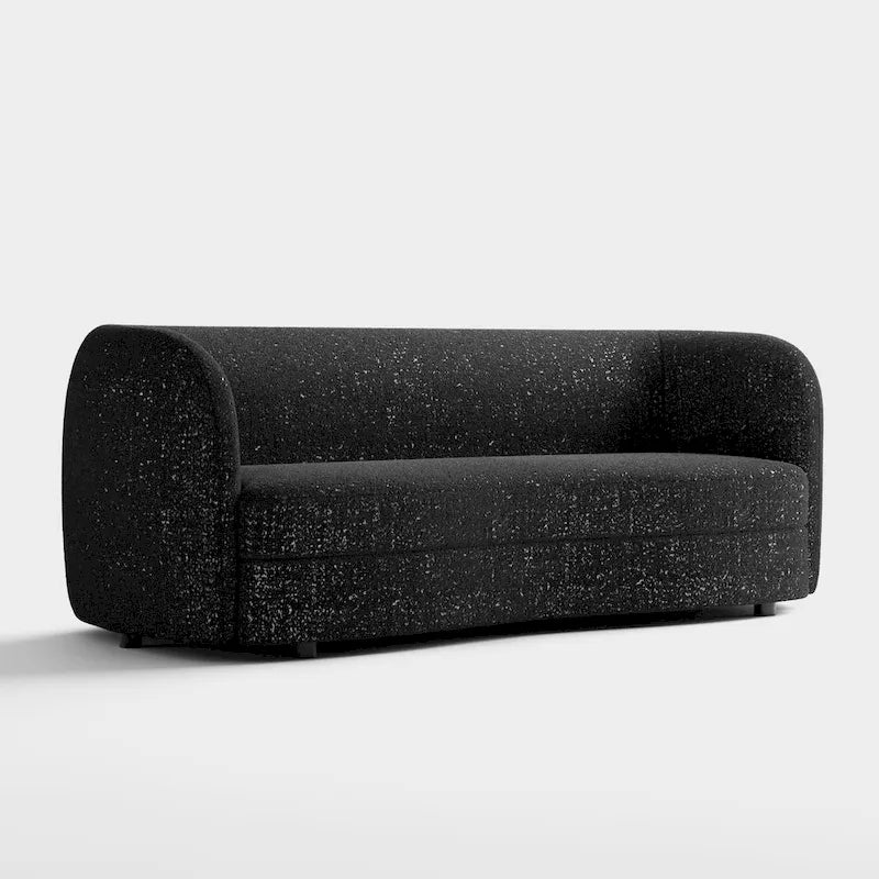 Modern Curved-Arm Boucle Sofa