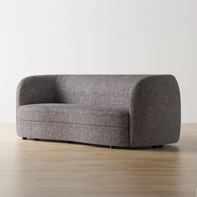 Modern Curved-Arm Boucle Sofa