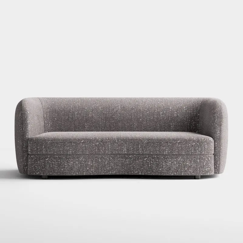 Modern Curved-Arm Boucle Sofa