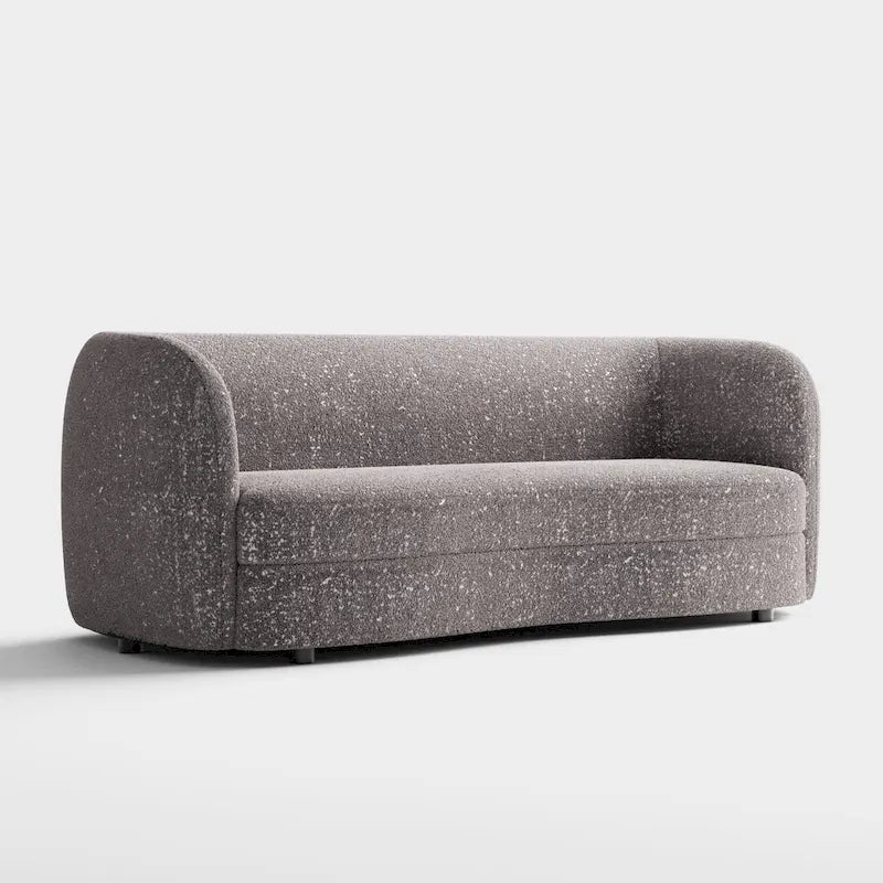 Modern Curved-Arm Boucle Sofa
