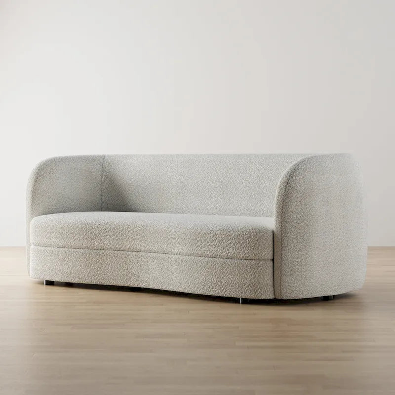 Modern Curved-Arm Boucle Sofa