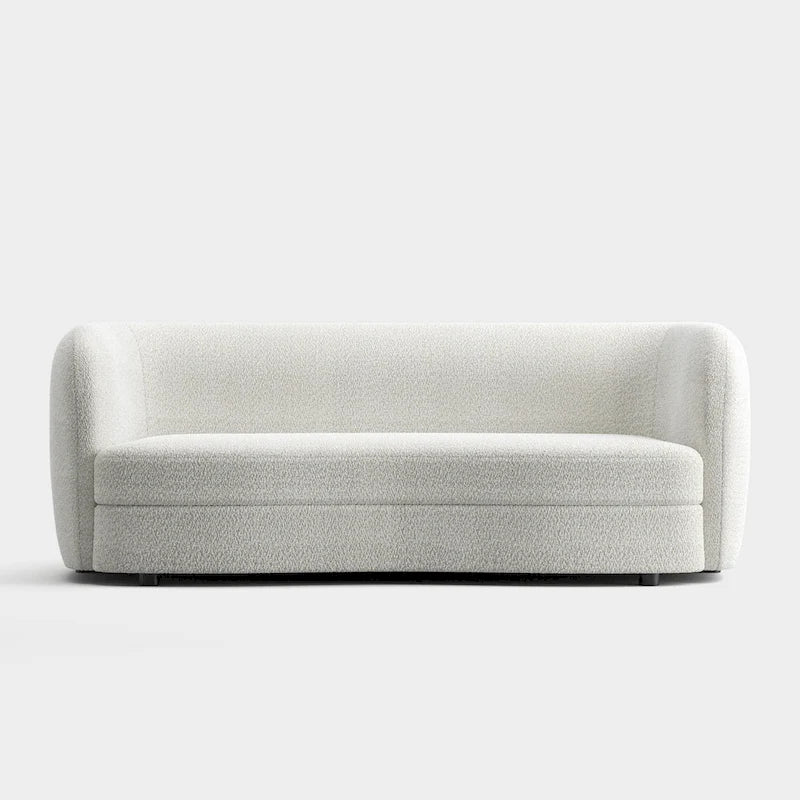 Modern Curved-Arm Boucle Sofa