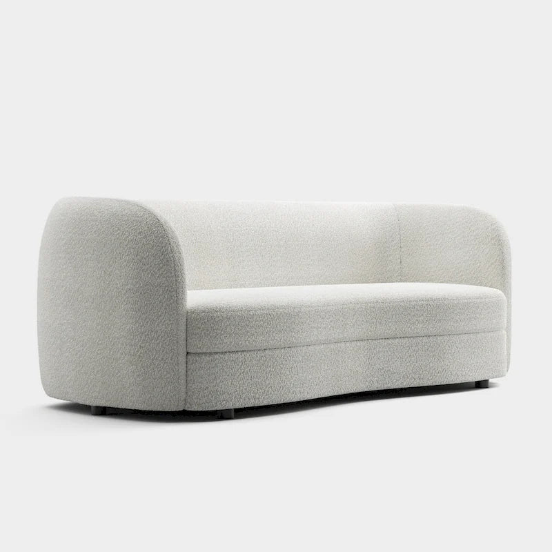 Modern Curved-Arm Boucle Sofa