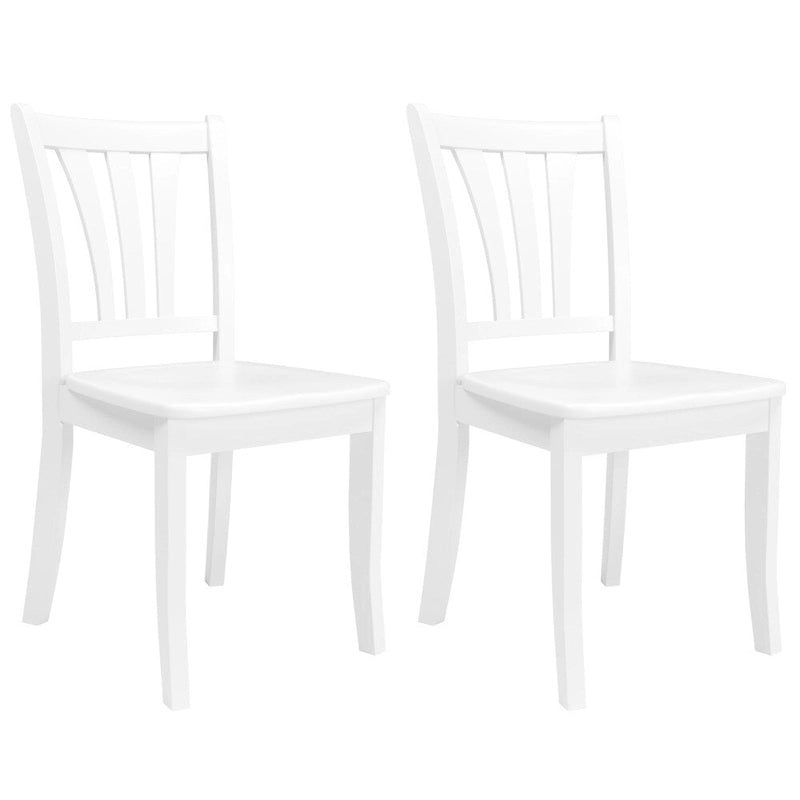Set of 2 White Solid Wood Dining Chairs