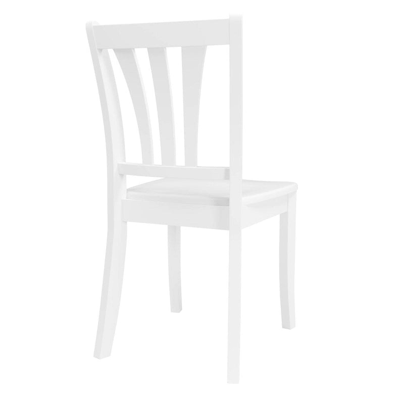 Set of 2 White Solid Wood Dining Chairs