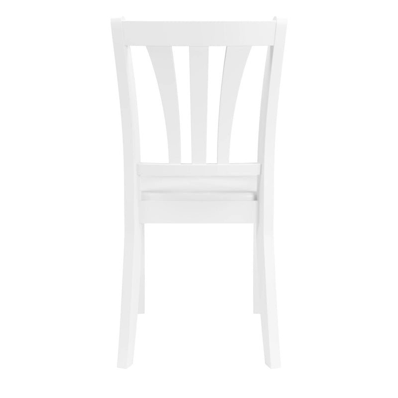 Set of 2 White Solid Wood Dining Chairs