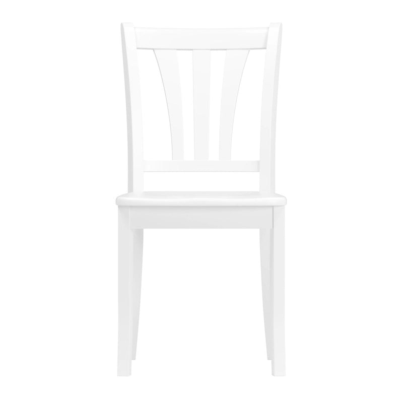 Set of 2 White Solid Wood Dining Chairs