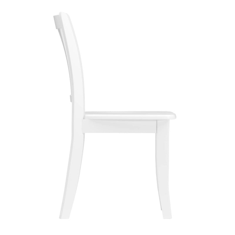 Set of 2 White Solid Wood Dining Chairs