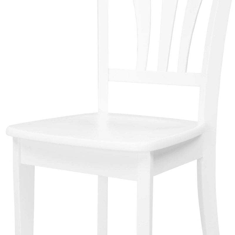 Set of 2 White Solid Wood Dining Chairs