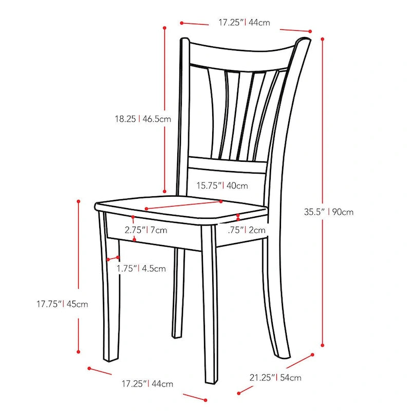 Set of 2 White Solid Wood Dining Chairs