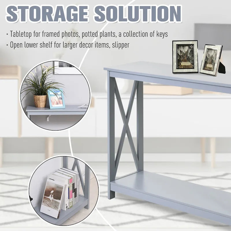 2-Tier Console Table with Lower Shelf