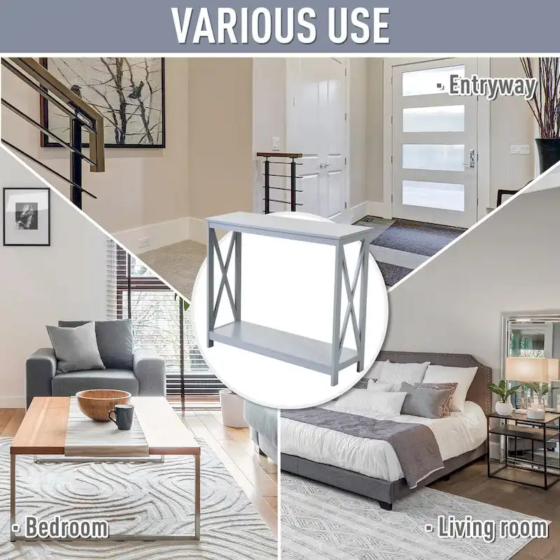 2-Tier Console Table with Lower Shelf