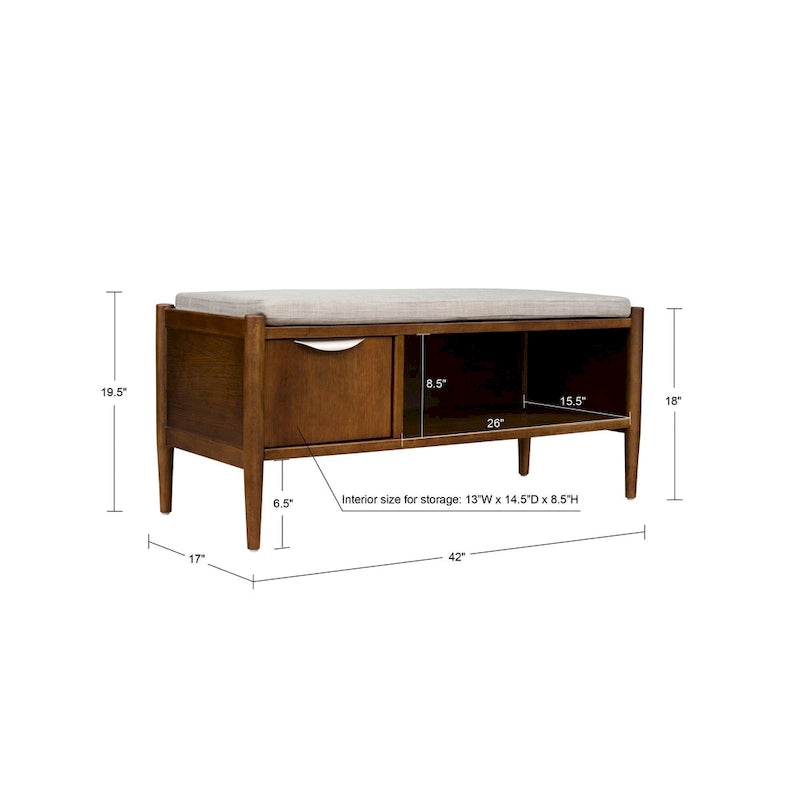 Storage Bench with Upholstered Cushion