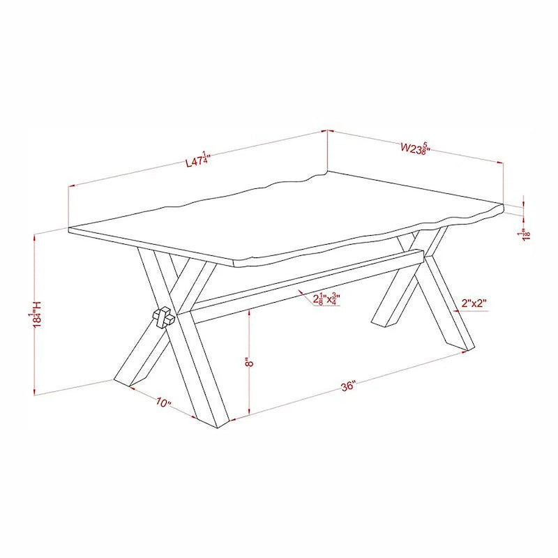 47-Inch Transitional Walnut Coffee Table