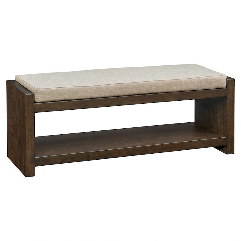 Upholstered Accent Bench with Lower Shelf