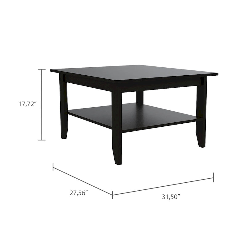Black Coffee Table with Open Shelf