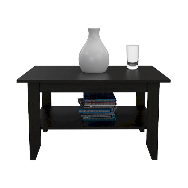 Black Coffee Table with Open Shelf