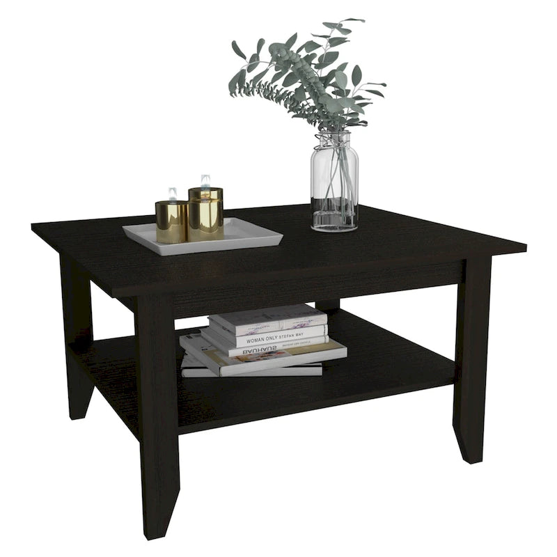 Black Coffee Table with Open Shelf