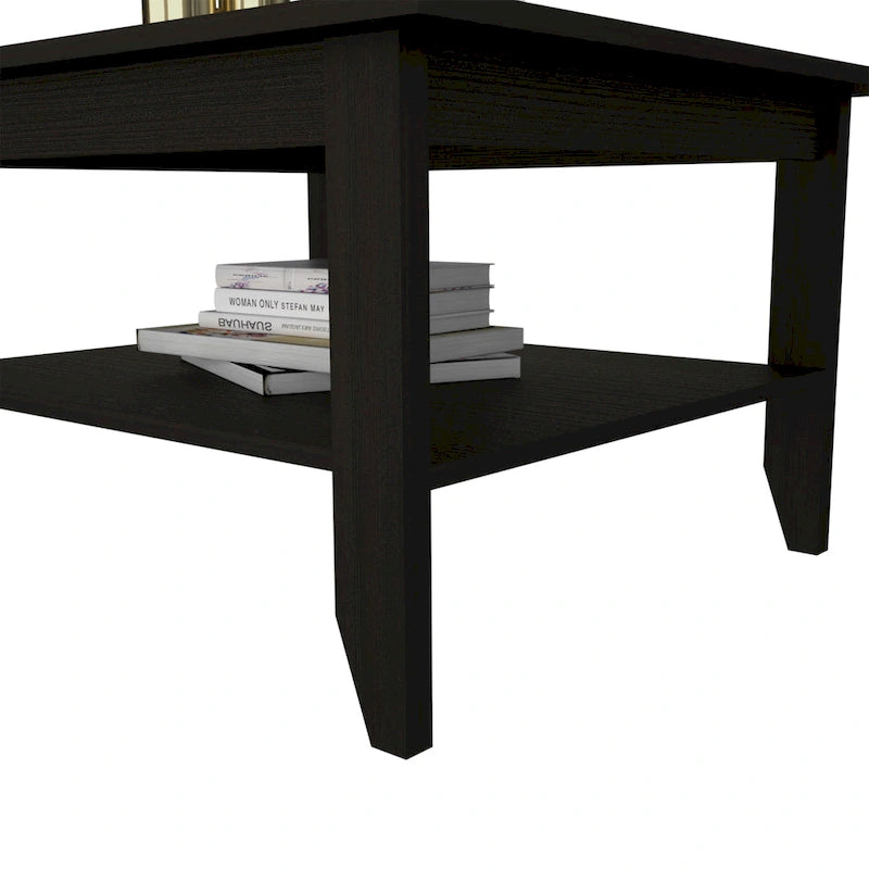 Black Coffee Table with Open Shelf