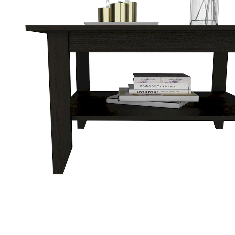 Black Coffee Table with Open Shelf