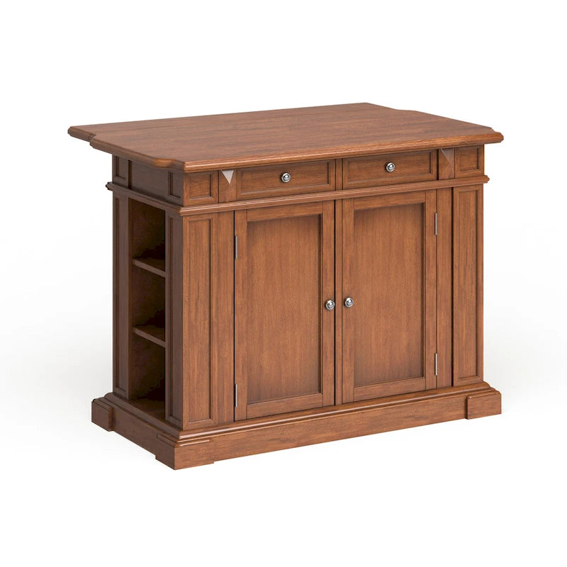 Distressed Cottage Oak Kitchen Island with Drop Leaf