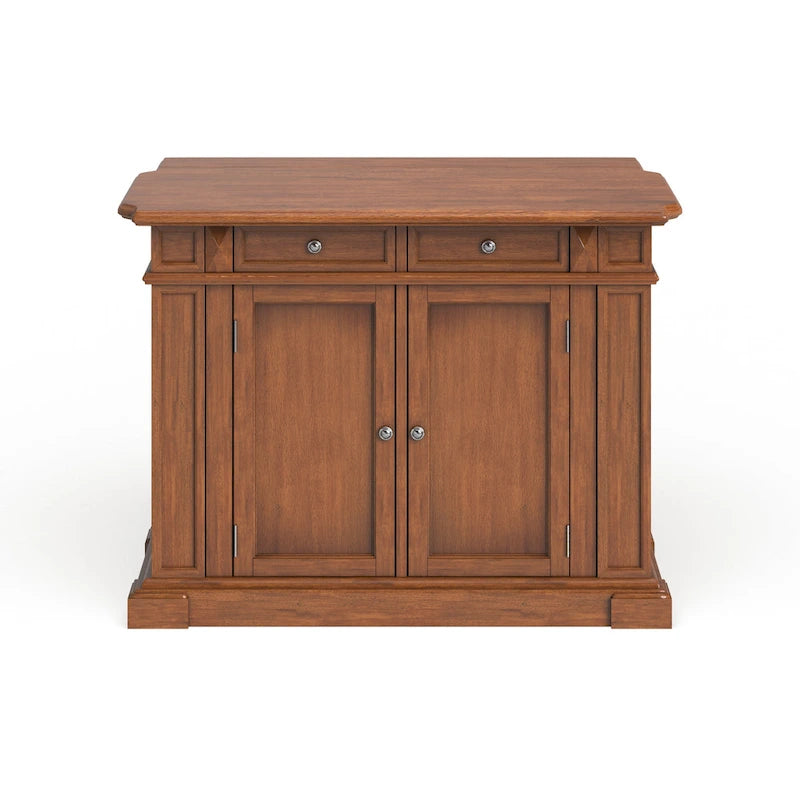 Distressed Cottage Oak Kitchen Island with Drop Leaf