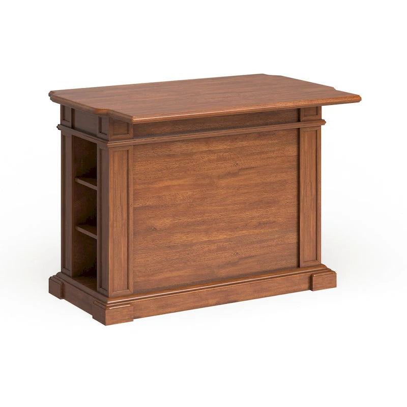 Distressed Cottage Oak Kitchen Island with Drop Leaf