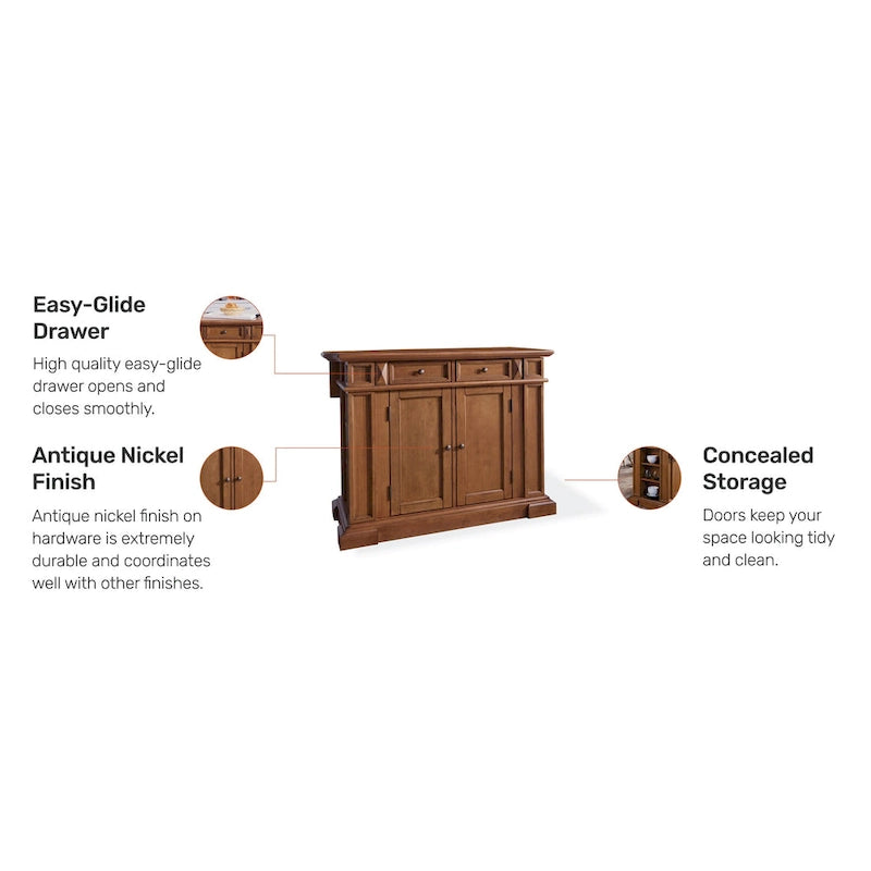 Distressed Cottage Oak Kitchen Island with Drop Leaf