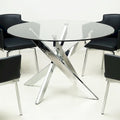 Somette Round Glass Top Chrome Dining Table - Silver